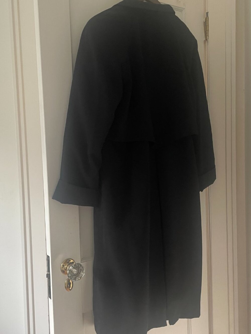 Trench Coat Black Lined Size 10P - Picture 3 of 11